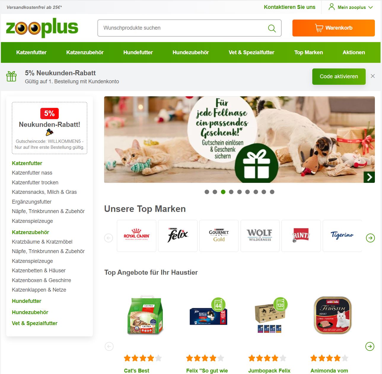 Startseite Zooplus Österreich