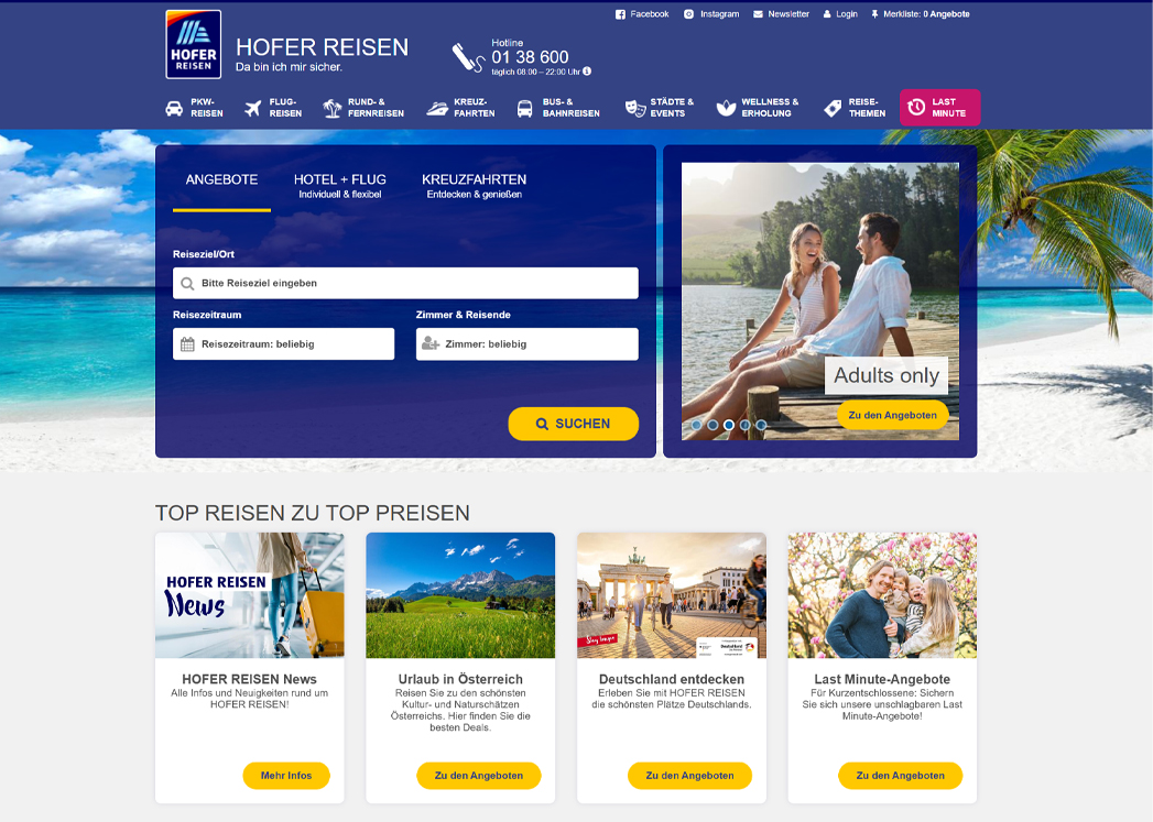 HOFER REISEN Angebote und Cashback von rewardo - so sparst du doppetl!