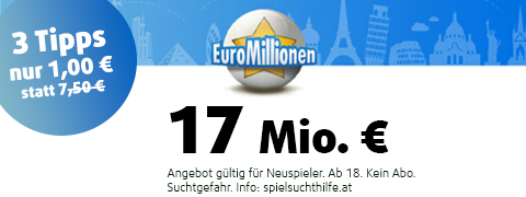 30 Mio. € im EuroMillionen Jackpot mit 6,5€ Rabatt spielen