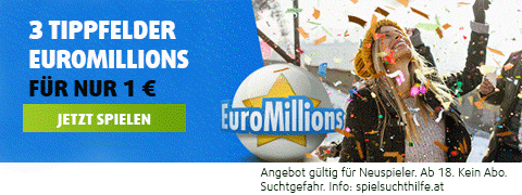 6,50€ Gutschein: 3 EuroMillions Tippfelder für nur 1€