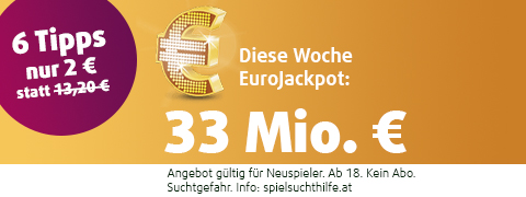GUTSCHEIN: 15 Mio € im EuroJackpot - 6 Tippfelder für nur 2€