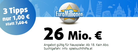 <b>17 Mio. €</b> im EuroMillionen Jackpot mit 6,5€ Rabatt spielen