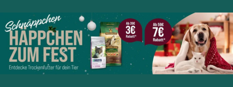 Für Leckermäuler: Erhalte 7€ Rabatt ab 59€ auf Trockenfutter