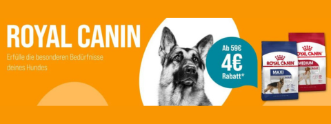 Erhalte 4€ Rabatt auf Hundefutter von Royal Canin!