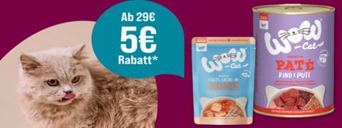 Sichere dir bei Zooroyal jetzt 5€ Nachlass auf WOW Katzenfutter!